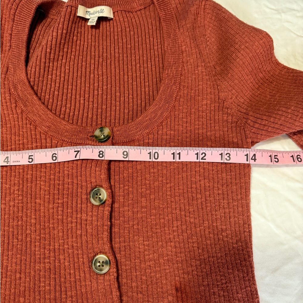 Madewell Rust Ribbed Button Front Cardigan Sweater Size XS - Picture 5 of 5